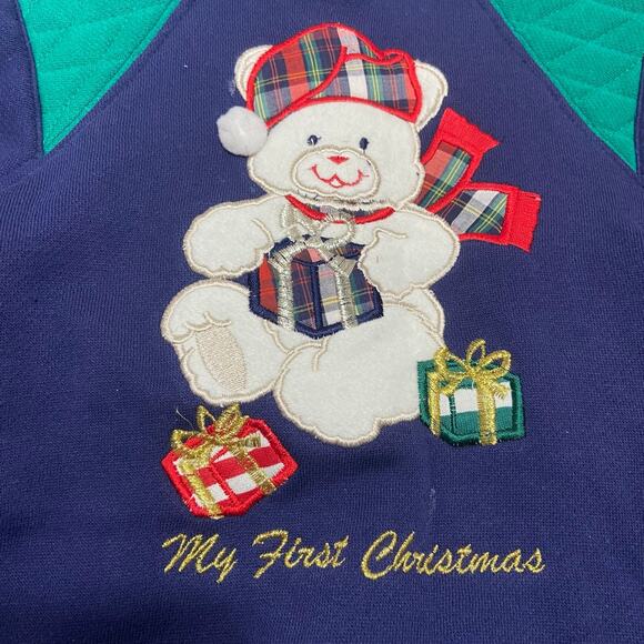 Vintage Y2K My First Christmas One Piece Jumper Romper First Impressions 3-6mo. - Picture 2 of 7